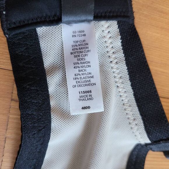 Paramour 40DD black lace bra bow details polka dot mesh back coquette feminine - Picture 10 of 11